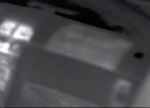 The thermal image of a hidden compartment. The density difference creates a temperature difference on the dashboard.