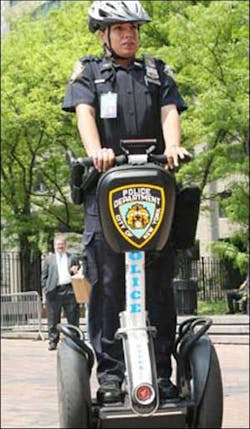 NYPD Officer Anna Sorrano demonstrates her skills on the 12 mph Segway.