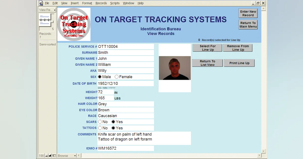 Target Profile Police Example Police Photo Lineup | Officer