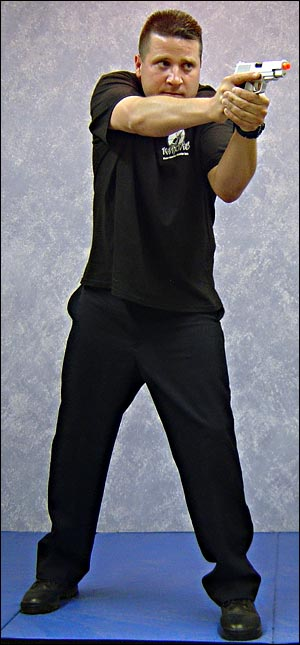 The Weaver stance minimizes your target area but exposes the unprotected area below your armpit. This stance can make shooting while moving difficult.