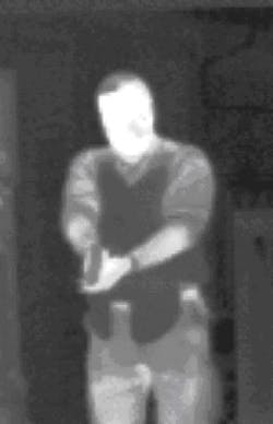 With a TI, we can plainly see that this person is holding a gun in a combat grip and is wearing soft body armor (SBA). SBA can be seen, whether concealed or not, because it interferes with the thermal signature of the person's body heat. With a TI, we can plainly see that this person is holding a gun in a combat grip and is wearing soft body armor (SBA). SBA can be seen, whether concealed or not, because it interferes with the thermal signature of the person's body heat.