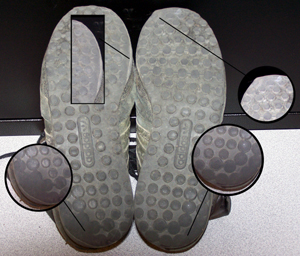 Wear patterns are individual to the person wearing the boot. Even identical boots will, therefore, leave different foot prints from different people.