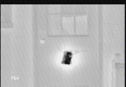 This picture shows an ice pack on a side door. The temperature was almost 94 degrees. Despite the hot temperature, we can see the door marked clearly using the thermal imager. This picture shows an ice pack on a side door. The temperature was almost 94 degrees. Despite the hot temperature, we can see the door marked clearly using the thermal imager.