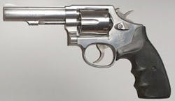 Representing the traditional police revolver: a stainless steel Smith & Wesson Model 64, .38 Special with a 4' bull barrel. Representing the traditional police revolver: a stainless steel Smith & Wesson Model 64, .38 Special with a 4' bull barrel.
