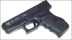Shown with a '+1' magazine floorplate the Glock 36 is a slim and compact pistol. Shown with a '+1' magazine floorplate the Glock 36 is a slim and compact pistol.
