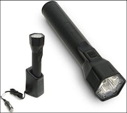 The light shown in charger and out. Charger can be mounted vertical or horizontal.