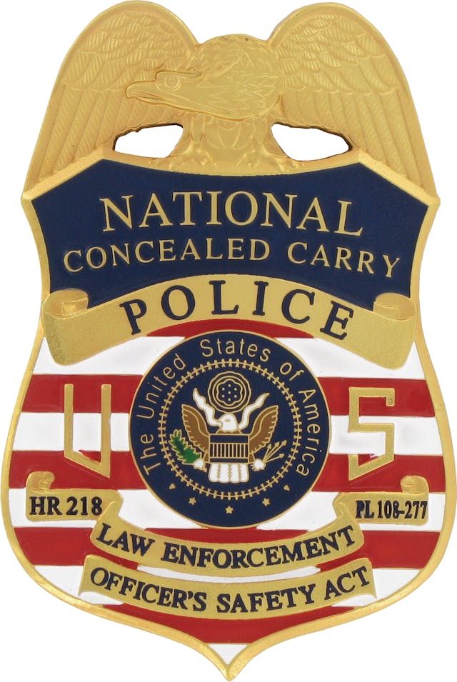Concealed carry HR 218 Badge Maxsell makes this elective, customizable Law Enforcement Officers Safety Act (LEOSA) ID.