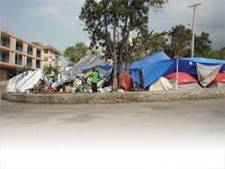 More than 1.2 million people are currently living in spontaneous settlements in Haiti, much like this dwelling of tents, due to the large scale destruction caused by the 35-second earthquake on January 12. More than 1.2 million people are currently living in spontaneous settlements in Haiti, much like this dwelling of tents, due to the large scale destruction caused by the 35-second earthquake on January 12.