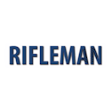 Rifleman Only Logos Dark Blue Letters White Background