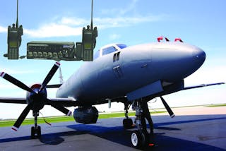 Air National Guiard RC26 aircraft with C-AT ICRI portable radio bridge/gateway. The ICRI provides seamless interoperability between the radios used by the LEO and the ANG crew. The ICRI model selected by the ANG is the ICRI-2TG/5P.