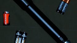 The Gerber Option 60 runs on AA, AAA or CR123 3V batteries. The Gerber Option 60 runs on AA, AAA or CR123 3V batteries.