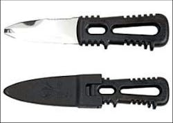 The Gerber River Shorty Blunt shown in and out of the sheath.