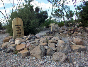 Fred White's grave, like all of the cemetery, has been refurbished to honor those who made the 'old west' what it was.