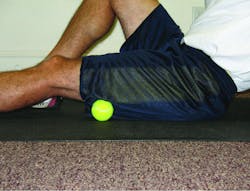 A simple tennis ball can be used for targeted massage therapy.
