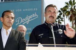 L.A. Chief Charlie Beck, right, with Mayor Antonio Villariagosa. announces the arrest of the suspect. L.A. Chief Charlie Beck, right, with Mayor Antonio Villariagosa. announces the arrest of the suspect.