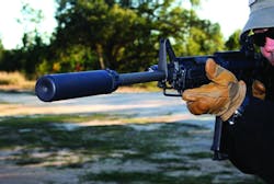 SureFire’s Model 556 Suppressor tames the ear splitting sound of the 5.56mm cartridge. SureFire’s Model 556 Suppressor tames the ear splitting sound of the 5.56mm cartridge.