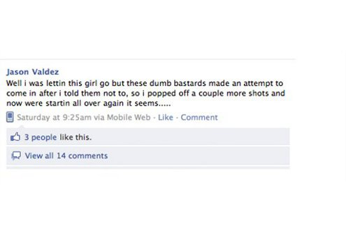 A portion of the Facebook page of Jason Valdez is show.