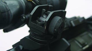 Dueck Defense Canted Back Up Sight with a user installed CSAT rear sight aperture.