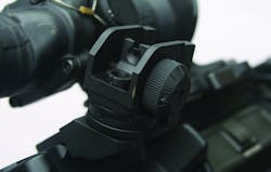 Dueck Defense Canted Back Up Sight with a user installed CSAT rear sight aperture. Dueck Defense Canted Back Up Sight with a user installed CSAT rear sight aperture.