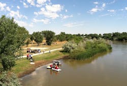 Rescuers meet at a command center along the North Platte River in the search for Deputy Bryan Gross. Rescuers meet at a command center along the North Platte River in the search for Deputy Bryan Gross.