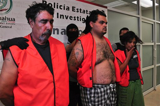 Suspects are shown to the press by police in the northern border city of Ciudad Juarez, Mexico.