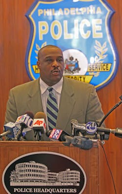 Philadelphia Police Capt. James Clark, commander of the homicide unit, addresses media.