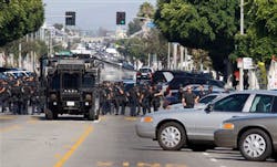 An LAPD officer was shot several times Thursday while making a pedestrian stop. An LAPD officer was shot several times Thursday while making a pedestrian stop.