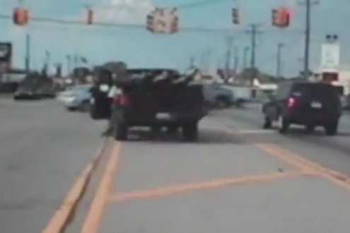 A Detroit-area man tried using his feet to stop a runaway pickup truck with faulty brakes.
