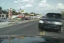 The deputy had no chance of avoiding a head-on collision that injured him and his K-9. The deputy had no chance of avoiding a head-on collision that injured him and his K-9.