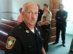 Grand Isle County Sheriff Ray Allen pauses as he is sworn in. Grand Isle County Sheriff Ray Allen pauses as he is sworn in.