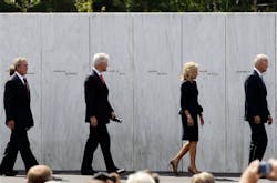 Former President George W. Bush, former President Bill Clinton, Dr. Jill Biden and Vice President Joe Biden view the Wall of Names, which displays the names of passengers and crew who died on United Flight 93 on Sept. 11, 2001, at the dedication of phase 1 of the permanent Flight 93 National Memorial near the crash site of Flight 93 in Shanksville, Pa. Saturday Sept. 10, 2011. Former President George W. Bush, former President Bill Clinton, Dr. Jill Biden and Vice President Joe Biden view the Wall of Names, which displays the names of passengers and crew who died on United Flight 93 on Sept. 11, 2001, at the dedication of phase 1 of the permanent Flight 93 National Memorial near the crash site of Flight 93 in Shanksville, Pa. Saturday Sept. 10, 2011.