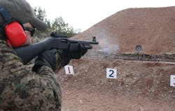 Dusting steel targets on the ShotQuad range at Gunsite. Dusting steel targets on the ShotQuad range at Gunsite.