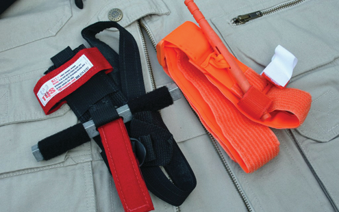 Pre-made tourniquets: MET-T (left) CAT (right)