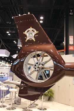One factor that contributes to the EC120 being the quietest helicopter in its weight class is Eurocopter&apos;s special tail rotor design, which features more blades than a typical rotor and an altered spacing pattern.