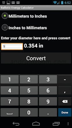 #18: Ballistic Energy Calc This app calculates kinetic energy for rifles, handguns and shotguns. Any caliber can be used as long as the muzzle velocity and bullet mass (weight) are known. #18: Ballistic Energy Calc This app calculates kinetic energy for rifles, handguns and shotguns. Any caliber can be used as long as the muzzle velocity and bullet mass (weight) are known.