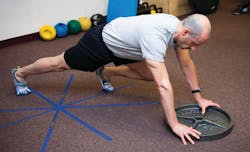 The prone plate push can work your entire body if done correctly. The prone plate push can work your entire body if done correctly.