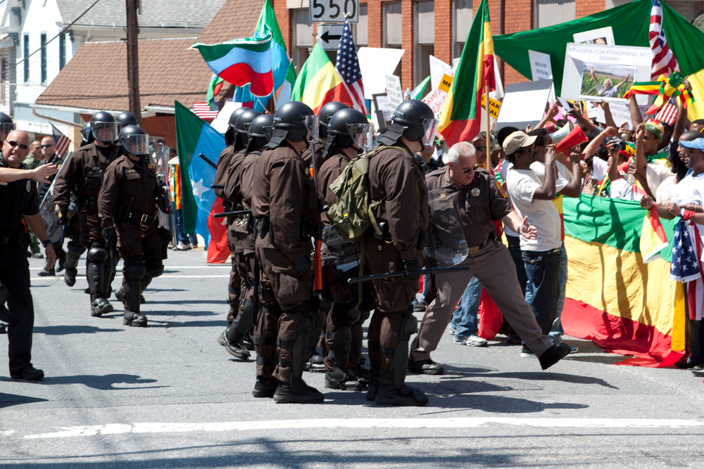 Frederick County Sheriff Chuck Jenkins takes a step during protests last weekend.