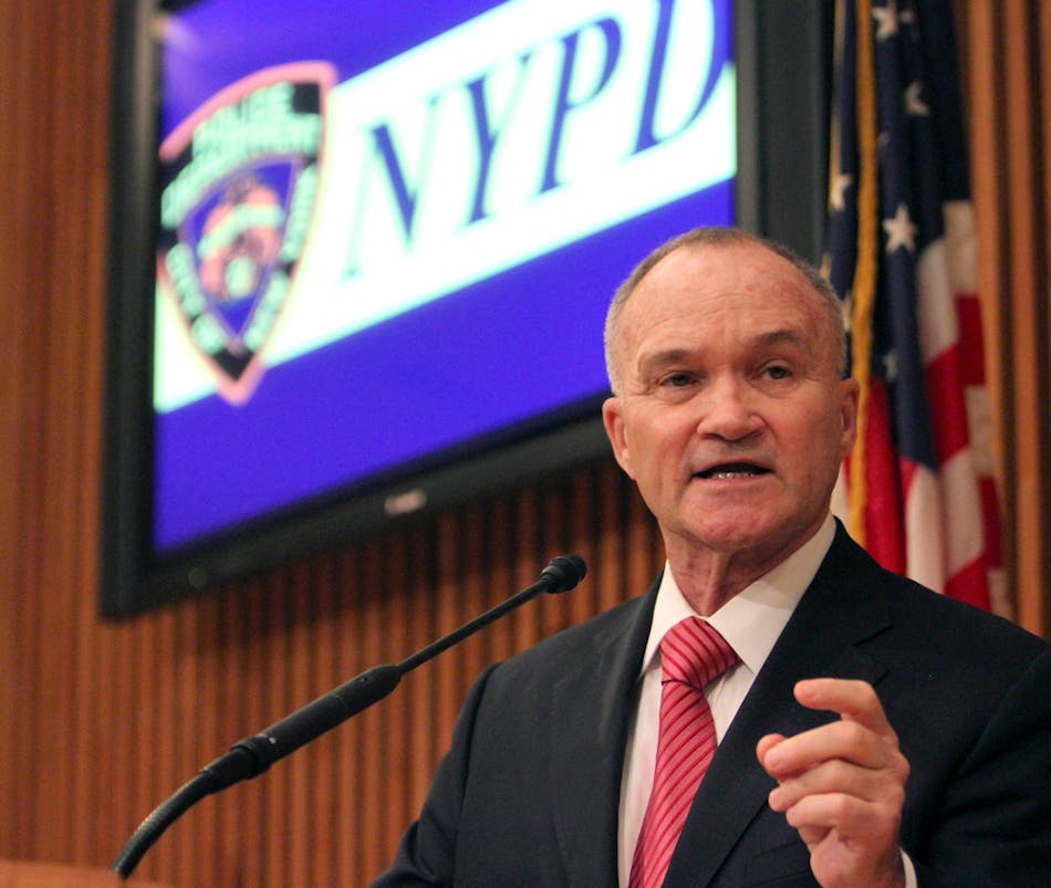 In this Jan. 27, 2012 file photo, NYPD Commissioner Raymond Kelly gestures during a news conference in New York.