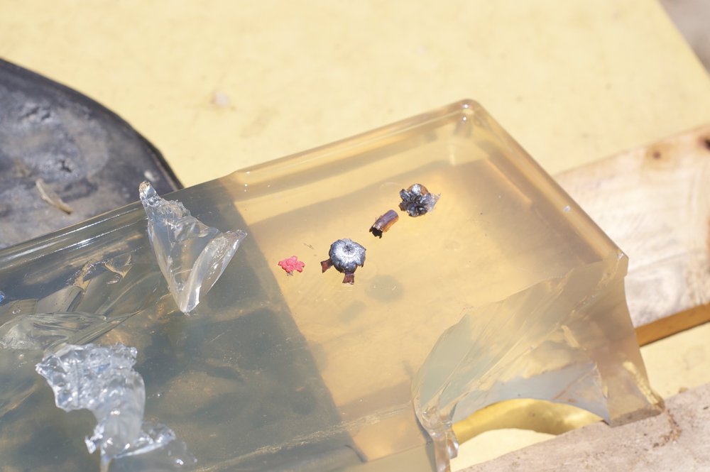 Recovered from bare gelatin left to right: Hornady Critical Defense 9mm FTX, Hornady Critical Defense 22 WMR, Winchester RA9BA.