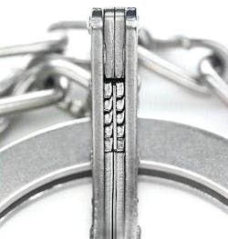 Sideview of CTS-Thompson TriMax hinged handcuffs, available through OfficerStore.com Sideview of CTS-Thompson TriMax hinged handcuffs, available through OfficerStore.com