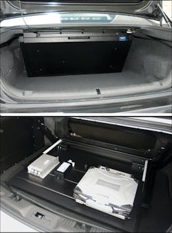 Havis, Inc. Fold-down Trunk Tray System for Cruisers Havis, Inc. Fold-down Trunk Tray System for Cruisers