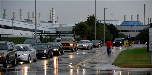 Chrysler Jefferson North Assembly plant in Detroit on Thursday, Sept. 20, 2012. A fatal stabbing of a worker Thursday morning at Chrysler Group LLC's Jefferson North Assembly Plant prompted a plant lockdown and suspension of production. A factory employee fatally stabbed his co-worker at Chrysler Group LLC's Jefferson North Assembly Plant and then fled and and shot himself to death at nearby Belle Isle Park, said Detroit police Inspector Dwane Blackmon.