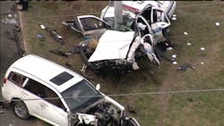 A Prince George County police officer was killed in a two-vehicle crash at an intersection in Clinton, Md. A Prince George County police officer was killed in a two-vehicle crash at an intersection in Clinton, Md.