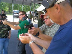 Shooters practice the empty case drill to help master trigger press. Shooters practice the empty case drill to help master trigger press.