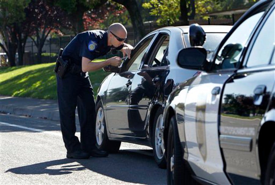 Sacramento Police Officer Matthew McPhail makes a traffic stop on Nov. 12.