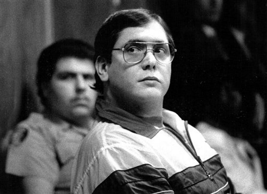 In this 1988, file photo, Manuel Pardo, found guilty of nine counts of murder, listens as his sentence is read.