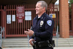 Fontana, Calif. Unified School District Police Chief Billy Green speaks to media on Jan. 23 about arming school officers with semiautomatic rifles.