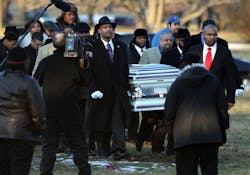 The casket containing the body of Hadiya Pendleton is carried to her burial site at Cedar Park Cemetery in Riverdale, Ill. on Feb. 9. The casket containing the body of Hadiya Pendleton is carried to her burial site at Cedar Park Cemetery in Riverdale, Ill. on Feb. 9.