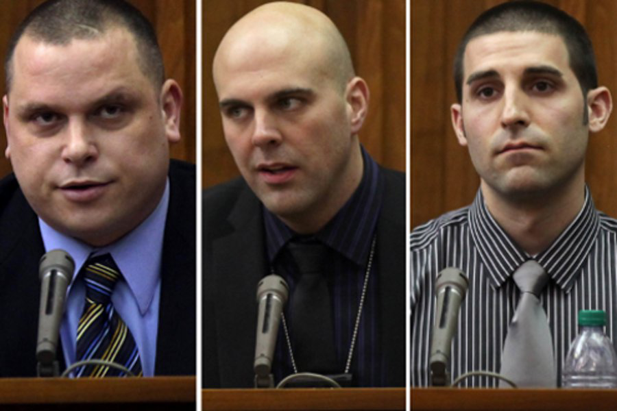 From left: Milwaukee police officers Jason Bleichwehl, Jeffery Cline and Richard Ticcioni