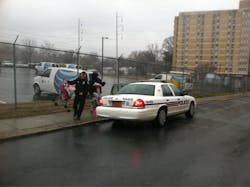 Winston-Salem Officer Charles Ziegler was working security for a local church on Feb. 26 when he spotted a mother pushing her child's stroller in the rain. Winston-Salem Officer Charles Ziegler was working security for a local church on Feb. 26 when he spotted a mother pushing her child's stroller in the rain.
